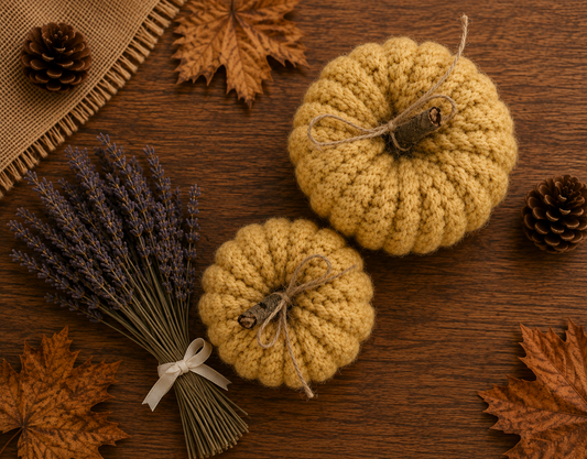 Lavender Knitted Pumpkin Set