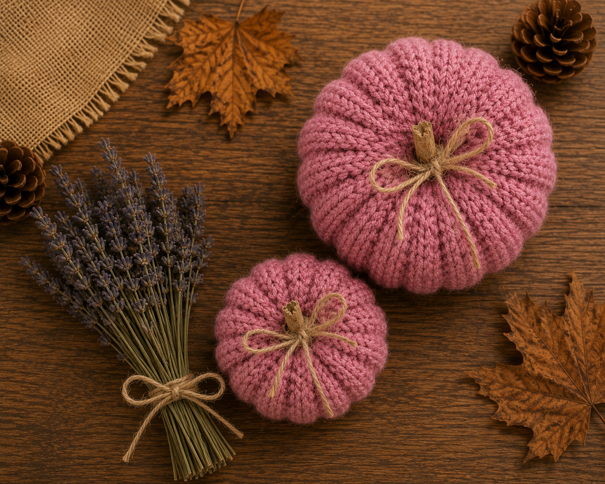 Lavender Knitted Pumpkin Set