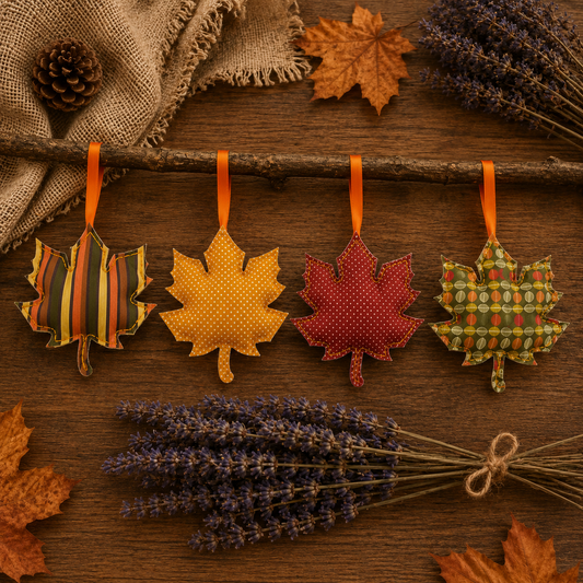 Set of 4 Hanging Lavender Autumn Leaves