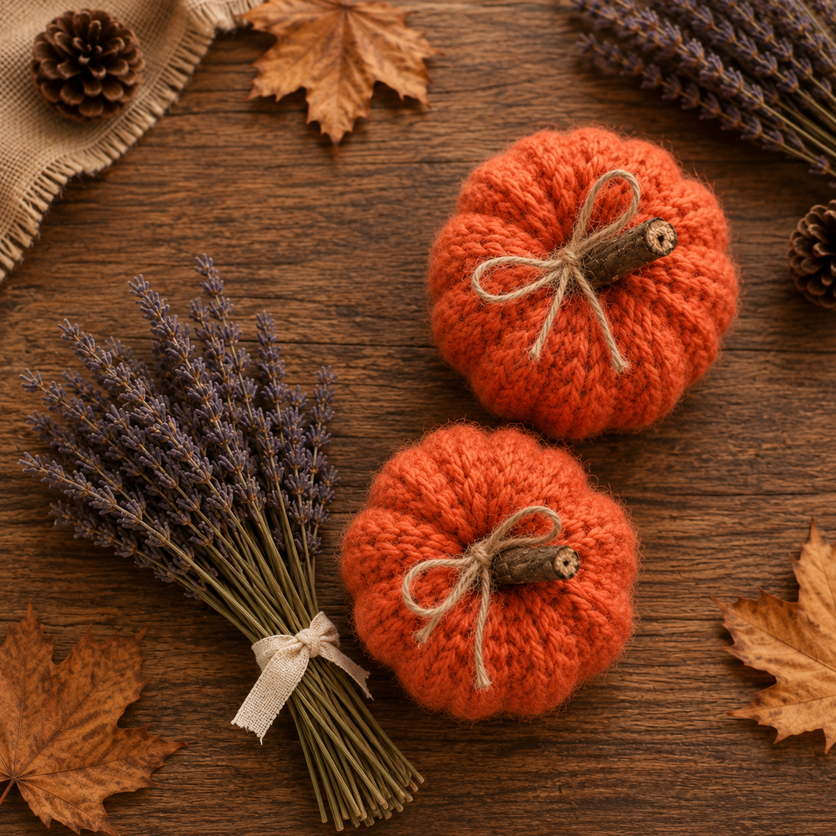 Lavender Knitted Pumpkin Set