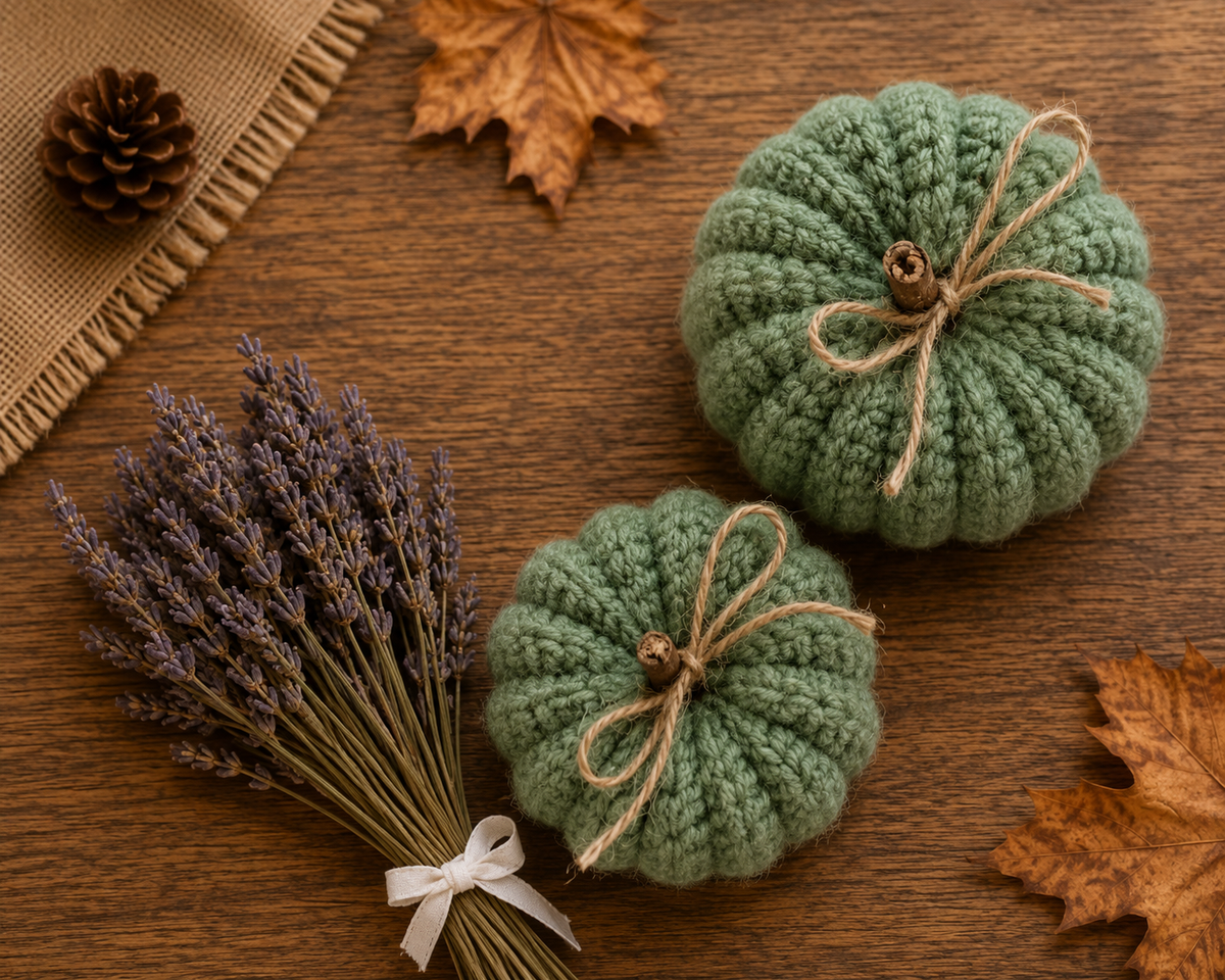 Lavender Knitted Pumpkin Set